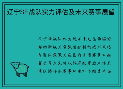 辽宁SE战队实力评估及未来赛事展望