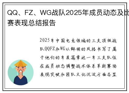 QQ、FZ、WG战队2025年成员动态及比赛表现总结报告